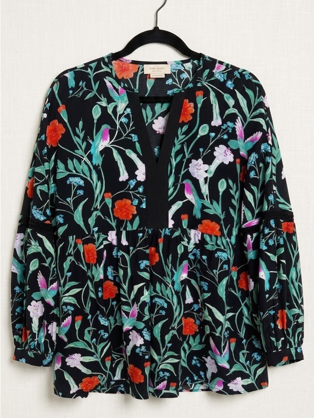 Kate Spade New York 100% Silk Floral Blouse 🌿 XS NWOT